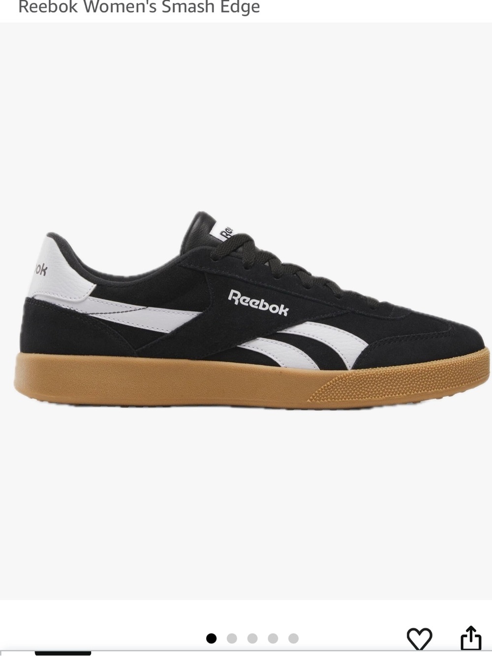 Reebok Black & White Sneakers with Gum Sole runs big fits like a 8